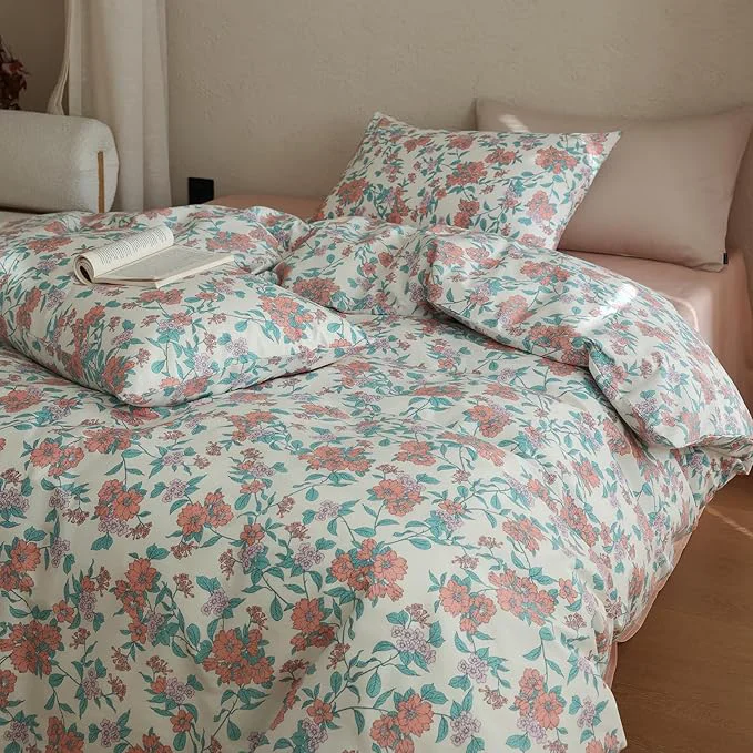 Prestigious Floral King Comforter Down Girls Bedding Set Lightweight Breathable Cotton Fluffy Bedding Comforter Sets Boho Patterned Aesthetic Farmhouse Bed Comforter with 2 Pillowcases Dependable