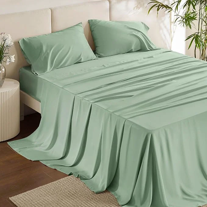 Durable Bedsure Full Size Bed Sheets Cooling Sheets Rayon Derived from Bamboo PureWoven Breathable amp Soft Deep Pocket Up to 16 Inches Hotel Luxury Silky Bedding for Hot Sleepers Sage Green Excellent