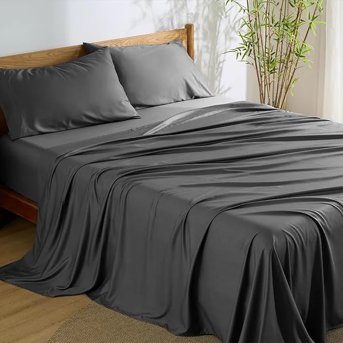 Functional Bedsure Queen Sheet Set Rayon Derived from Bamboo Cooling Sheets PureWoven Breathable amp Soft Deep Pocket Up to 16 Inches Hotel Luxury Silky Bedding for Hot Sleepers Grey Crafted