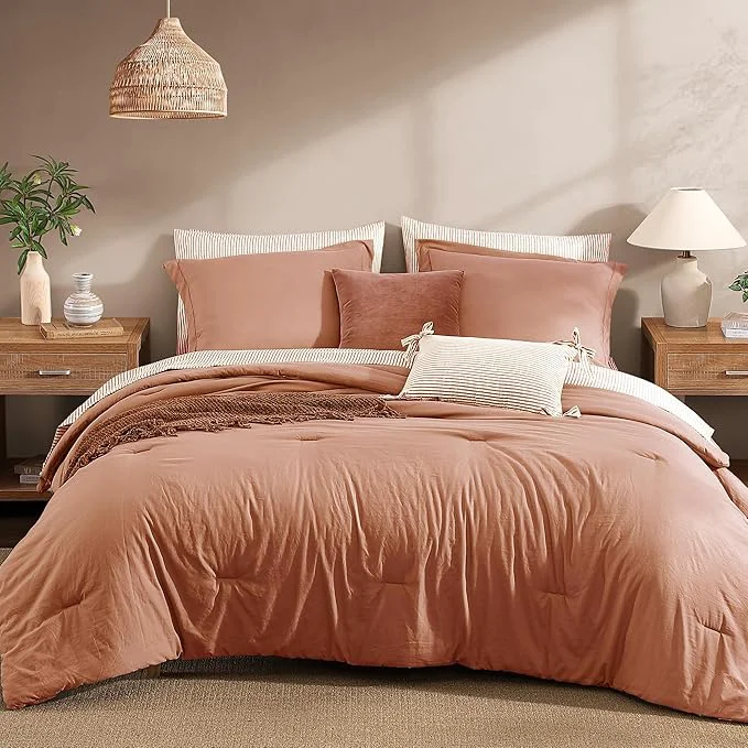 Stylish Monbix Full Size Comforter Set – 7 Pieces Autumn Leaf Prewashed Bed in a Bag Full Bedding Sets with Comforters All Seasons Comforter Bed Set with Sheets Pillowcases amp Shams Original