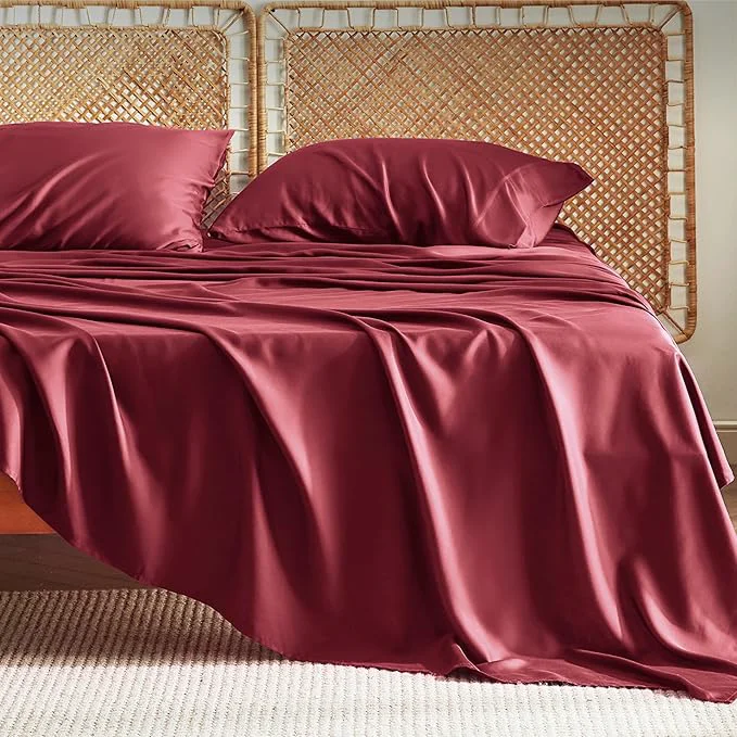Healthy Bedsure Full Size Bed Sheets Cooling Sheets Rayon Derived from Bamboo PureWoven Breathable amp Soft Deep Pocket Up to 16 Inches Hotel Luxury Silky Bedding for Hot Sleepers Burgundy Fine Crafted