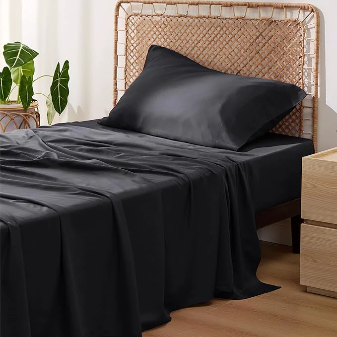 Consistent Bedsure Cooling Sheets Twin XL Rayon Derived from Bamboo PureWoven Breathable amp Soft Twin XL Sheet Sets Deep Pocket Up to 16 Inches Hotel Luxury Silky Dorm Bedding for Hot Sleepers Black Superior