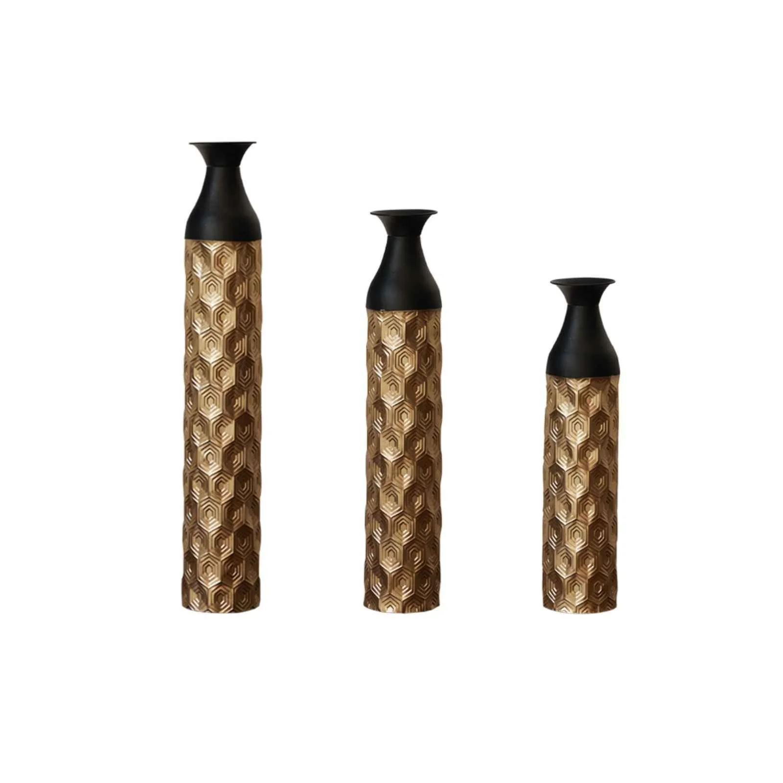 Trusted Floor Metal Vases Set of 3 Gorgeous Home Decoration Large Glazed Metal Vases – Black Gold Unique