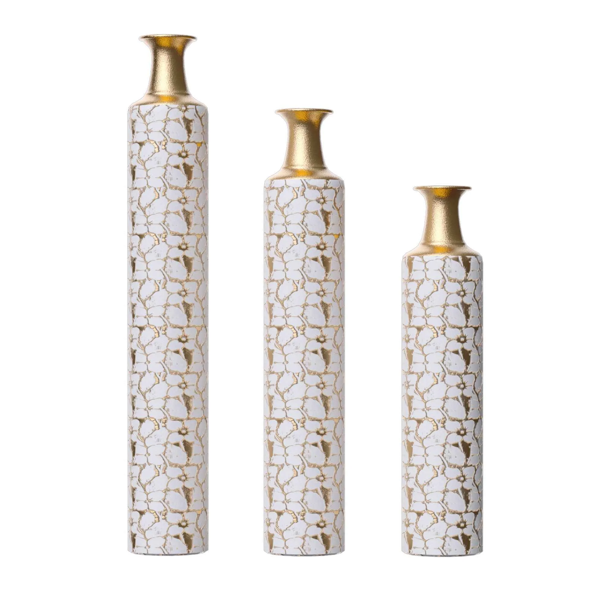 Superior Floor Vases Large Decorative Set of 3 – Antique White amp Gold Exceptional