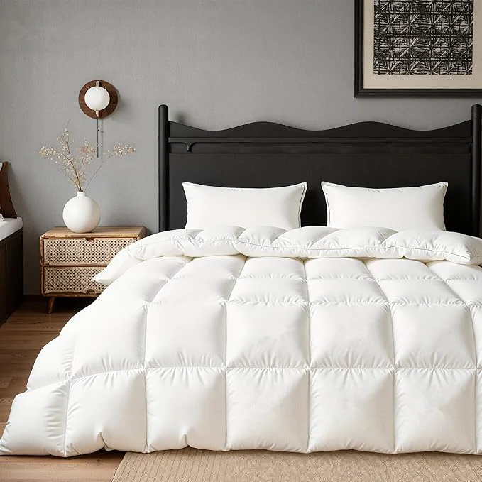 Smooth Goose Feather Down Fiber Comforters Full Size Extra Fluffy White Duvet Insert Ultra-Soft Breathable Noiseless All Season Hotel Luxury Collection Bedding Comforters 82 quot x86 quot Green