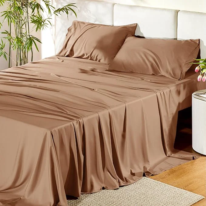 Proven Bedsure Queen Sheet Set Rayon Derived from Bamboo Cooling Sheets PureWoven Breathable amp Soft Deep Pocket Up to 16 Inches Hotel Luxury Silky Bedding for Hot Sleepers Khaki Artisan