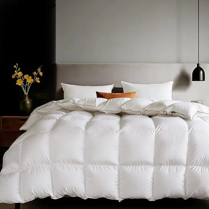 Powerful Goose Feather Down Fiber Comforters California King Size Extra Fluffy White Duvet Insert Ultra-Soft Breathable Noiseless All Season Hotel Luxury Bedding Comforters 104 quot x96 quot