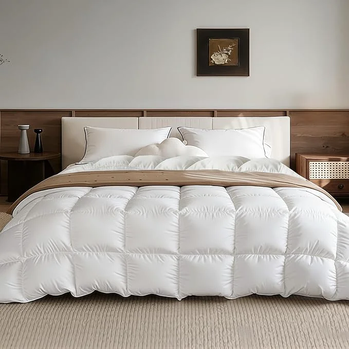 Smart Goose Feather Down Fiber Comforters Twin Size Extra Fluffy White Duvet Insert Ultra-Soft Breathable Noiseless All Season Hotel Luxury Collection Bedding Comforters 68 quot x90 quot Expertly Made