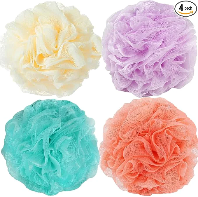 Pure Fu Store Loofah Sponge Shower Loofahs 70g Bath Sponges Mesh Balls 4 Colors Durable