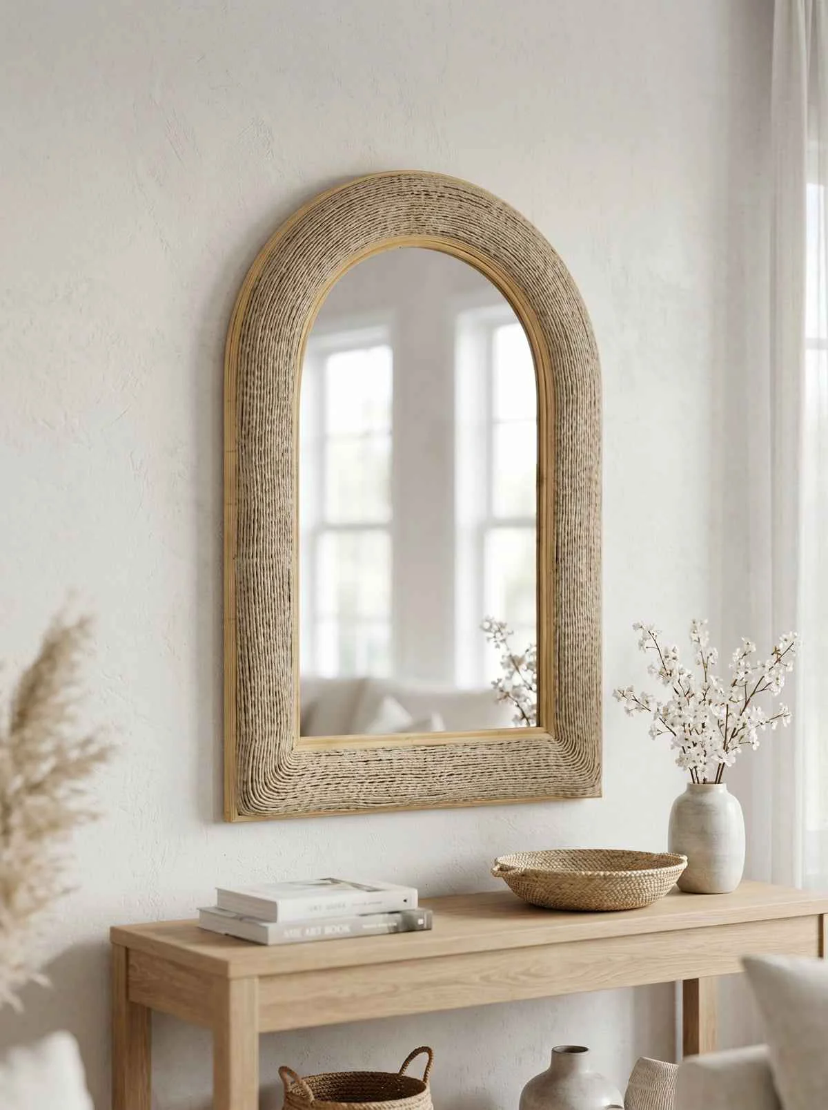 Proven 24.2 quot x36 quot Woven Texture Decorative Arched Mirror Secure