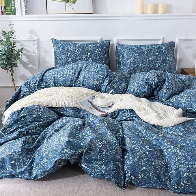 Powerful VM VOUGEMARKET Blue Floral Comforter Set Twin XL 3 Pcs Vintage Flower Botanical Pattern Comforter Set All Season Soft amp Lightweight Comforter for Teen Girls 68 quot x90 quot Prestigious