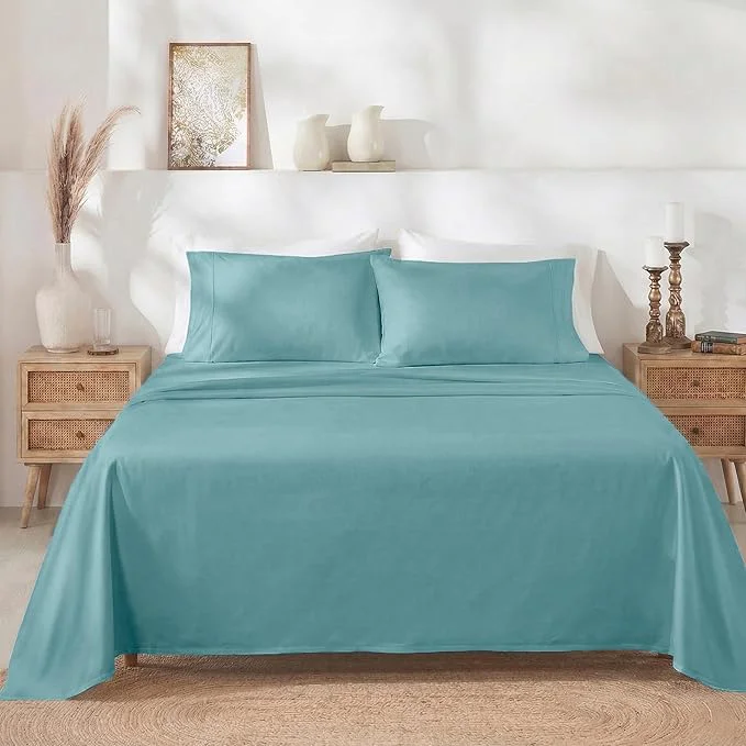 Trusted California Design Den Twin Sheets Set – Soft 400 Thread Count Sateen Natural Cotton Sheets with Deep Pockets and Durable Bedding Set – Teal Premium Material
