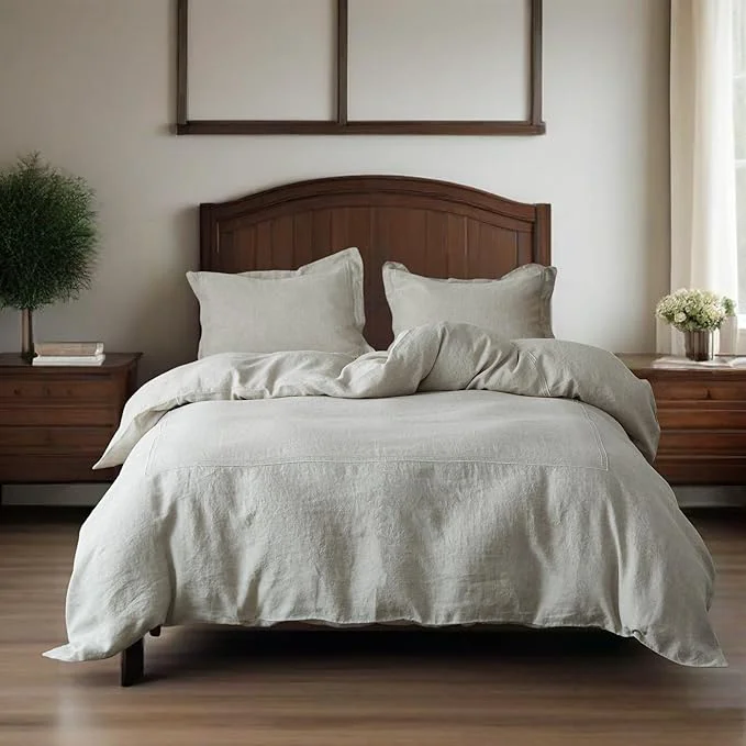Functional Simple amp Opulence Washed Linen Duvet Cover Set 68 quot x86 quot – 2 Pieces Soft Farmhouse Comforter Set Double Embroidered with Button Closure – 1 Duvet Cover and 1 Pillowsham Linen Twin Original