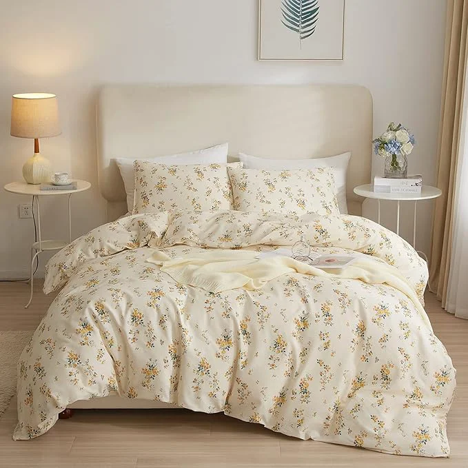 Comfortable VM VOUGEMARKET Queen Comforter Set Yellow Floral Comforter with 2 Pillowcases Cottagecore Aesthetic Comforter Set for Girls Women 90 quot x90 quot Fast