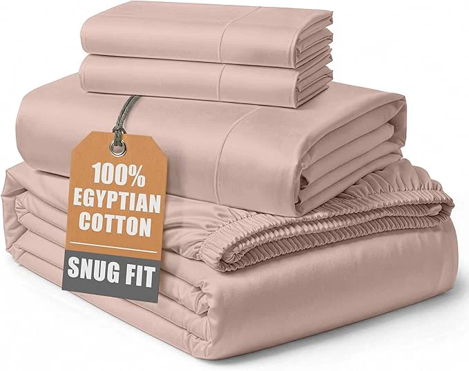 Quality LANE LINEN Luxury Egyptian Cotton Sheets California King Bed Set Oeko-Tex No Pill Fade Resistant Machine Washable Cotton Cooling Cal King Sheet Set – Sepia Rose Superior