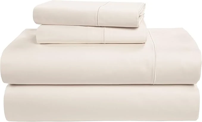 Classic LANE LINEN Egyptian Cotton King Size Bed Sheets Machine Washable Naturally Temperature regulating Sustaibable No Pill Fade Resistant King Size Sheets Set Cotton – Sea Salt Solid