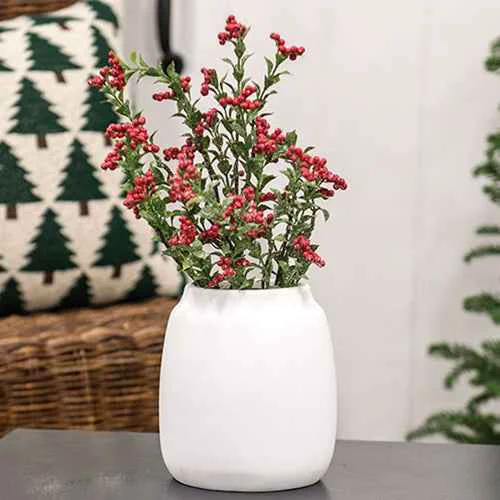Fine White Ceramic Wide Vase for Farmhouse Home Decor Comfortable