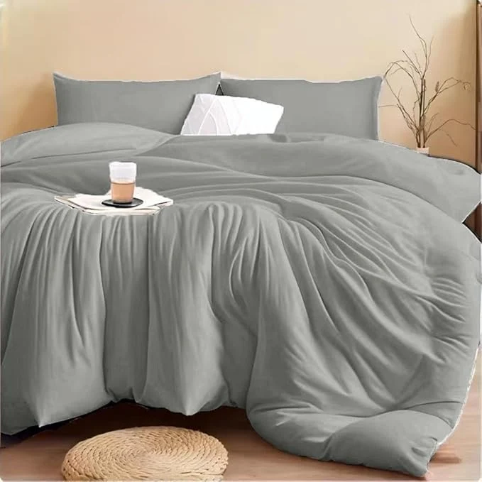 Sustainable SDIII 3PCS Gray Queen Comforter Set with 2 Pillowcases Soft Brushed Microfiber Gray Fall Comforter Set Queen Lightweight Bedding Hotel Luxury Consistent