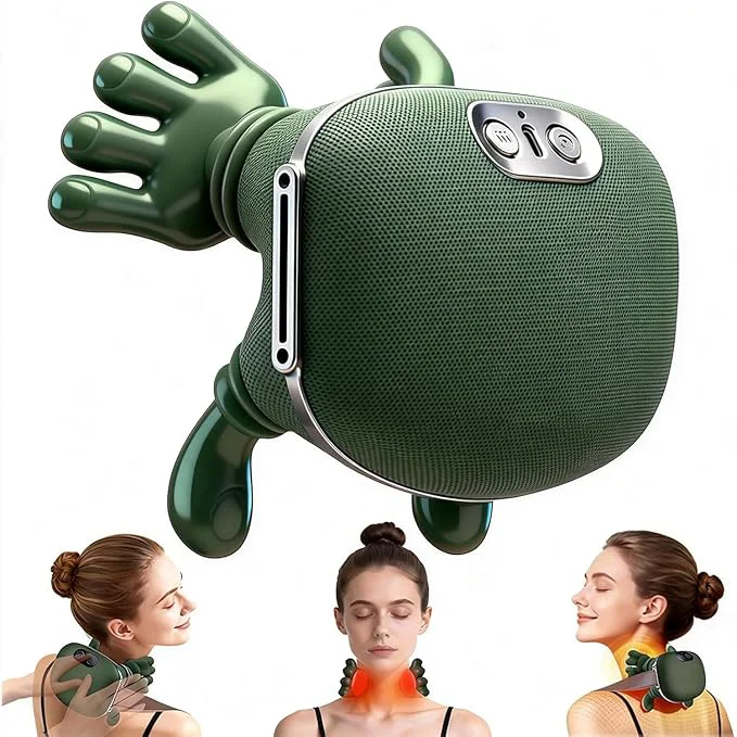 Functional Neck and Back Massager with Fingers Heat Green