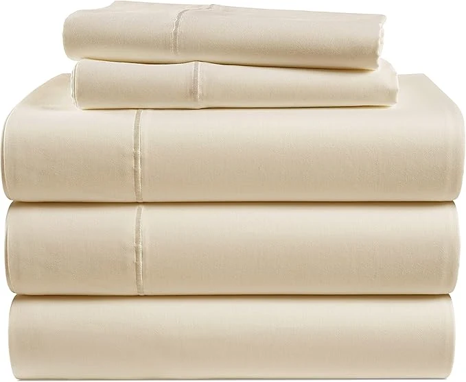 Original LANE LINEN Egyptian Cotton Split King Bed Sheets for Adjustable Beds Soft amp Comfy Sateen Weave for Silky Smooth Finish Available in Variety of Colors – Ivory Refined