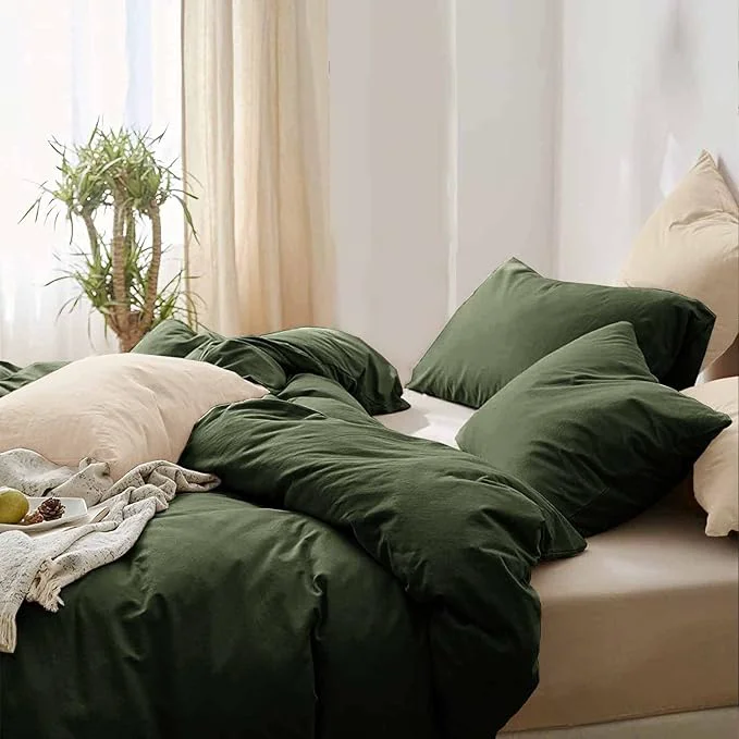 Minimalist ETDIFFE Dark Green Full Size Comforter 3pc Soft Farmhouse Olive Bedding Set amp Collection Lightweight All Season Microfiber Down Bed Comforter with 2 Pillow Shams for Women Men Effective