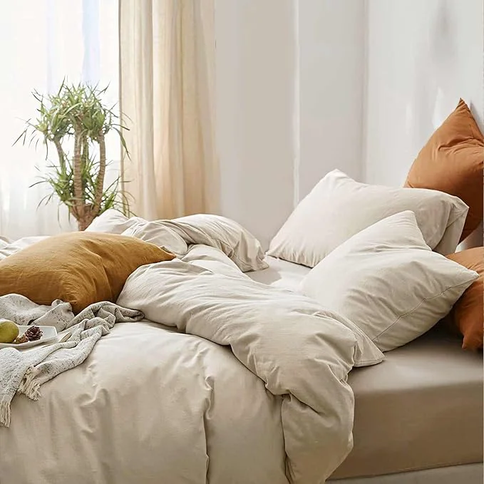 Comfortable ETDIFFE Beige Comforter Set Queen Size 3 Piece Aesthetic Modern Bedding Set – Soft amp Lightweight All Season Microfiber Down Bed Comforter with 2 Pillow Shams for Women Men High-Quality