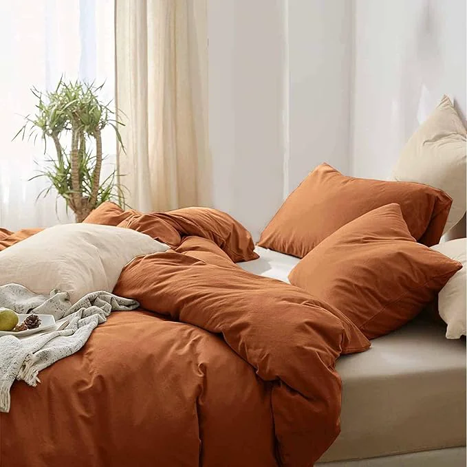 Safe ETDIFFE King Size Burnt Orange Comforter Set 3pc Terracota Aesthetic Modern Bedding Set – Soft amp Lightweight Caramel Rust All Season Microfiber Down Bed Comforter with 2 Pillow Shams Responsible
