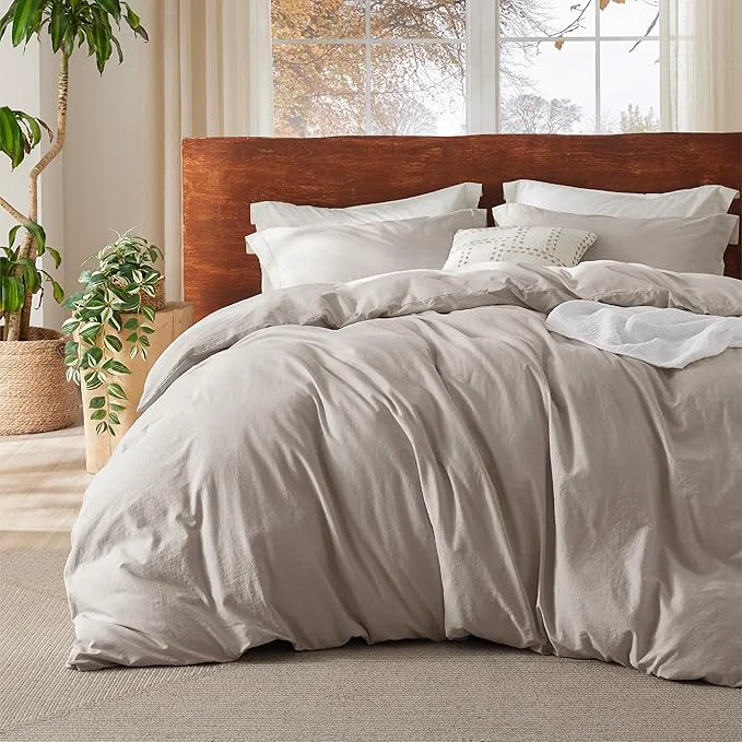 Selected Bedsure Washed Cotton Duvet Cover Full Size – Natural Minimalist Bedding Set Linen Like – PureWoven Plain Simple amp Soft Comforter Cover for All Seasons Natural Full 80 quot x90 quot Carefully Designed