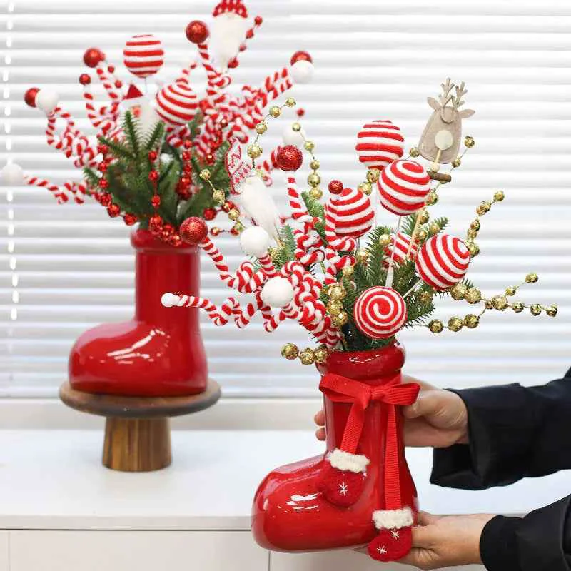 Responsible Ceramic Red Vase Planter with Snowflake amp Ornament Design Easy-to-Use