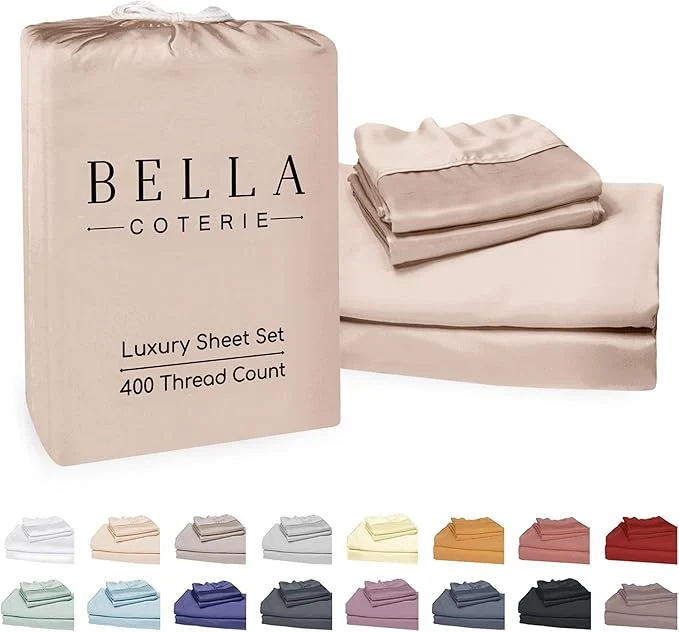 Specialty Bella Coterie Luxury Bamboo Viscose King Size Sheet Set Organically Grown Ultra Soft Cooling for Hot Sleepers 18 quot Deep Pocket Dusty Rose Next-Generation