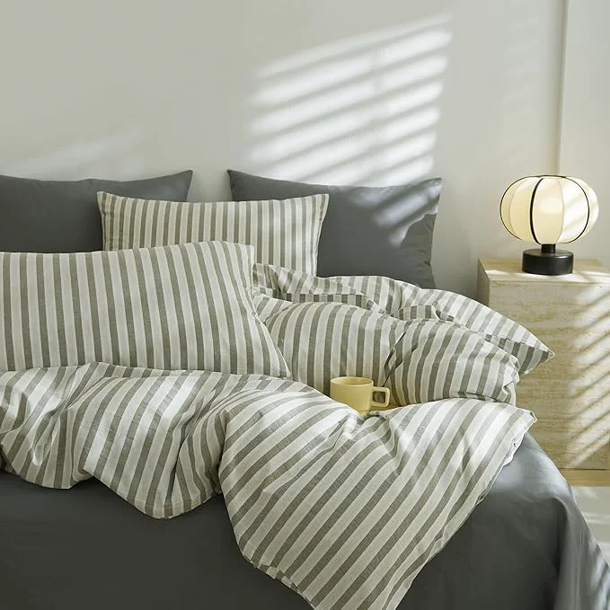 Trusted EAVD Striped Comforter Set Full Grey White Stripes Bedding Set for Boys Women Men Reversible Striped Bedding Set for All-Season Modern Geometric Comforter Set Soft Fluffy Official