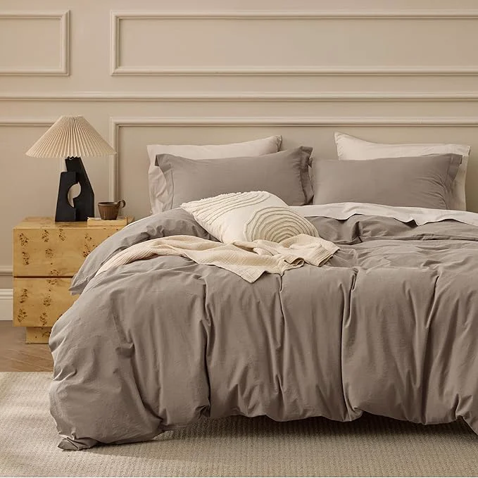 World-Class Bedsure Washed Cotton Duvet Cover Oversized King – Light Brown Minimalist Bedding Set Linen Like – PureWoven Plain Simple amp Soft Comforter Cover 3-Piece Light Brown Oversized King 120 quot x98 quot Consistent