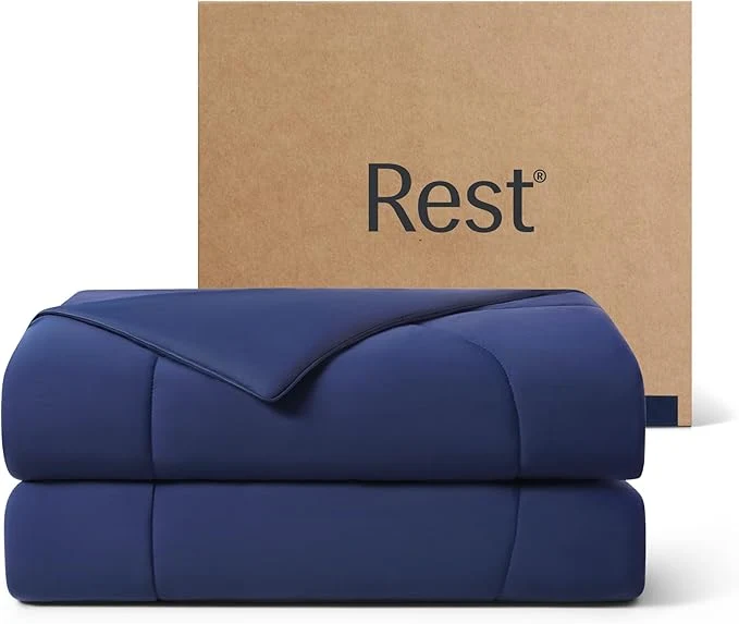 Consistent REST® Evercool® Cooling Comforter King Cali King Blanket for Hot Sleepers All Season Bedding to Keep Cool for Night Sweats Breathable Lightweight Duvet 106×90 Inches Midnight Blue Responsible