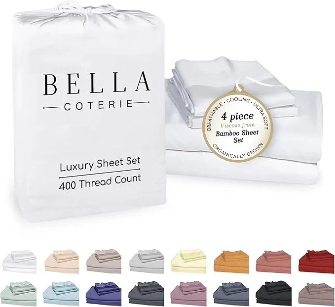 Excellent Bella Coterie Luxury Bamboo Viscose 34 Split Top King Size Sheet Set 1 Fitted Sheet for Sleep Number amp Adjustable Beds Organically Grown Cooling amp Soft 18 Deep Pocket White Dependable