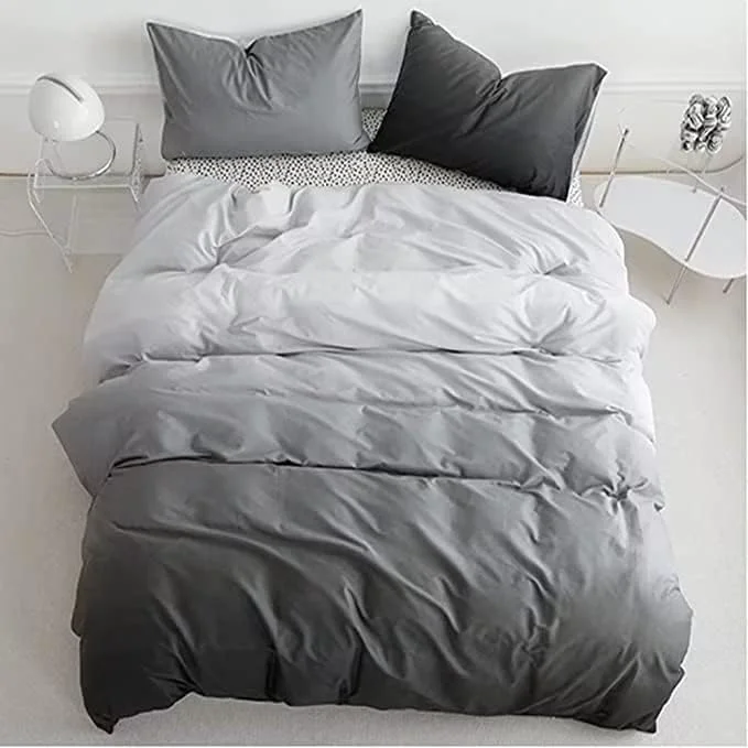 High-Quality Houseri Queen Size Comforter Set Gradient Gray and White Bedding Comforter Sets Queen for Women Men Teens Aesthetic Light and Dark Grey Soft Comfy Lightweight Bed Comforter Queen Quilt Blankets Effective
