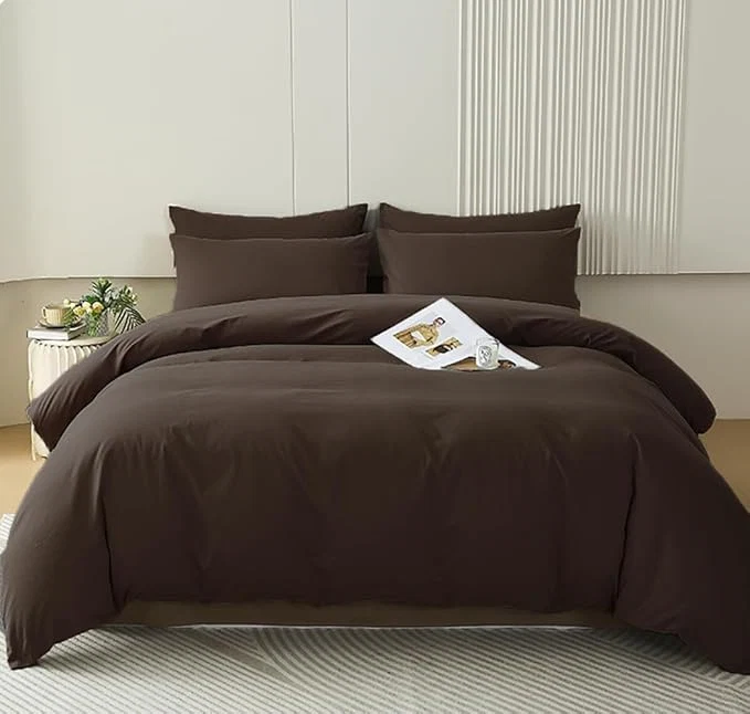 Solid Houseri Brown Comforter Set – King Size Bedding Set – Mocha Chestnut amp Coffee Colored Comforter – Vintage Chocolate Colored Quilt Contemporary