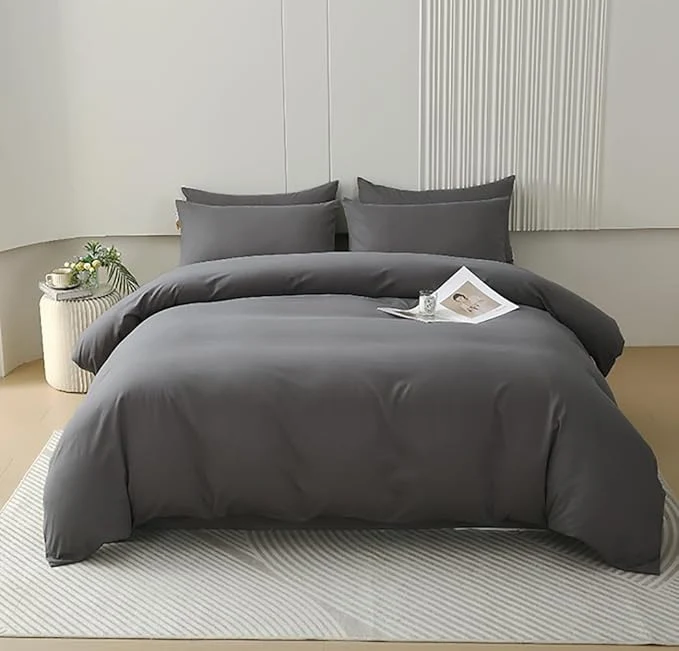 Modern Houseri Dark Grey Comforter Set King Deep Gray Bedding Men Plain Grey Comforters Sets King Size for Women Solid Gray King Size Comforter Set Women Elegant Dark Gray Comforter Bed Blanket Quilts King Trendy