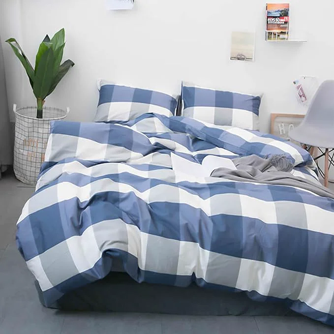 Easy-to-Use HighBuy Twin XL Comforter Set White Blue Modern Buffalo Plaid Comforter Sets Men Boy Geometric Checkered Grid Pattern Bedding Comforter Set Soft Fluffy Gingham Bedding Set Comforter Sets Twin XL Size Outstanding