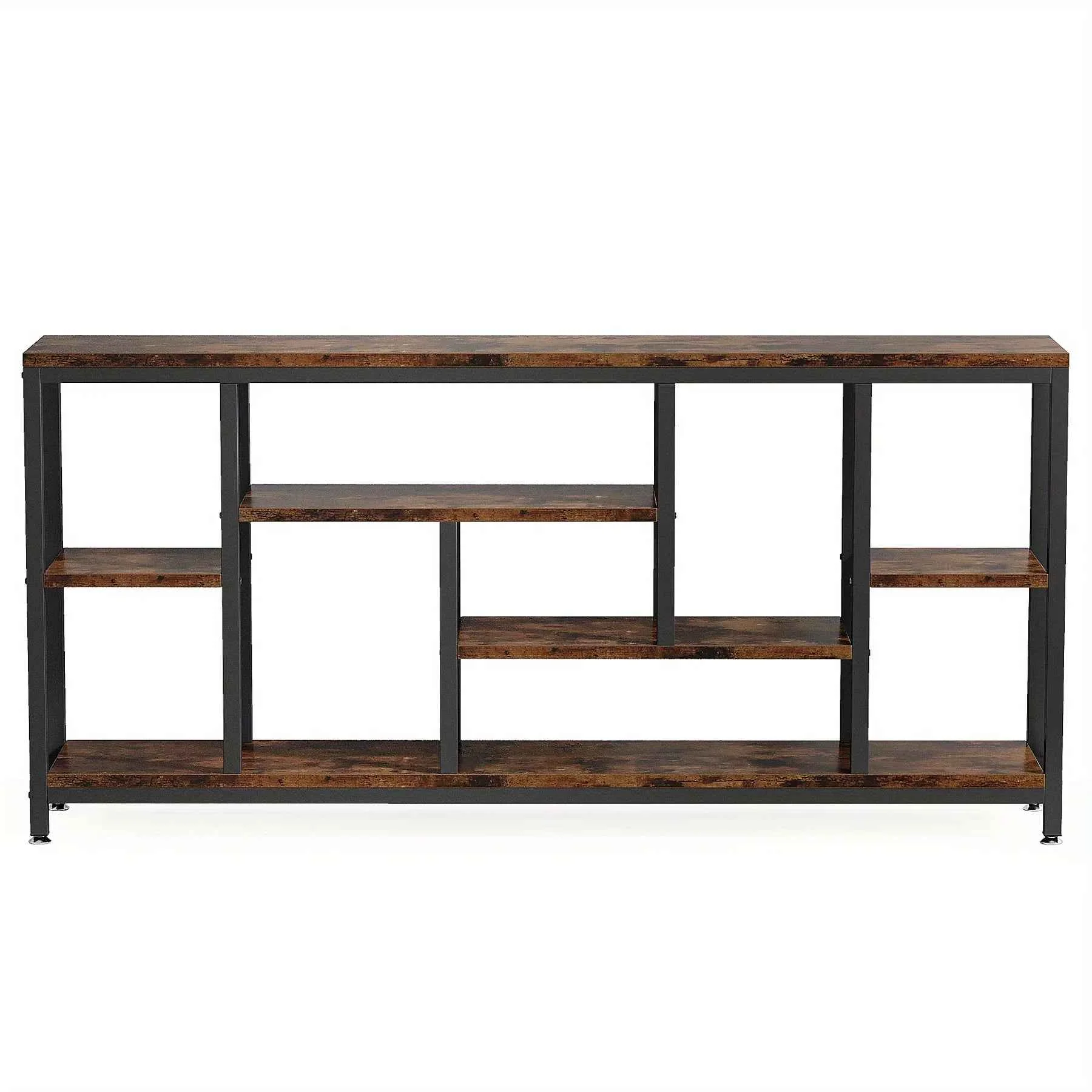 Official Industrial Metal Console Table 70.9 quot Long with 3-Tier Storage Shelves Fast