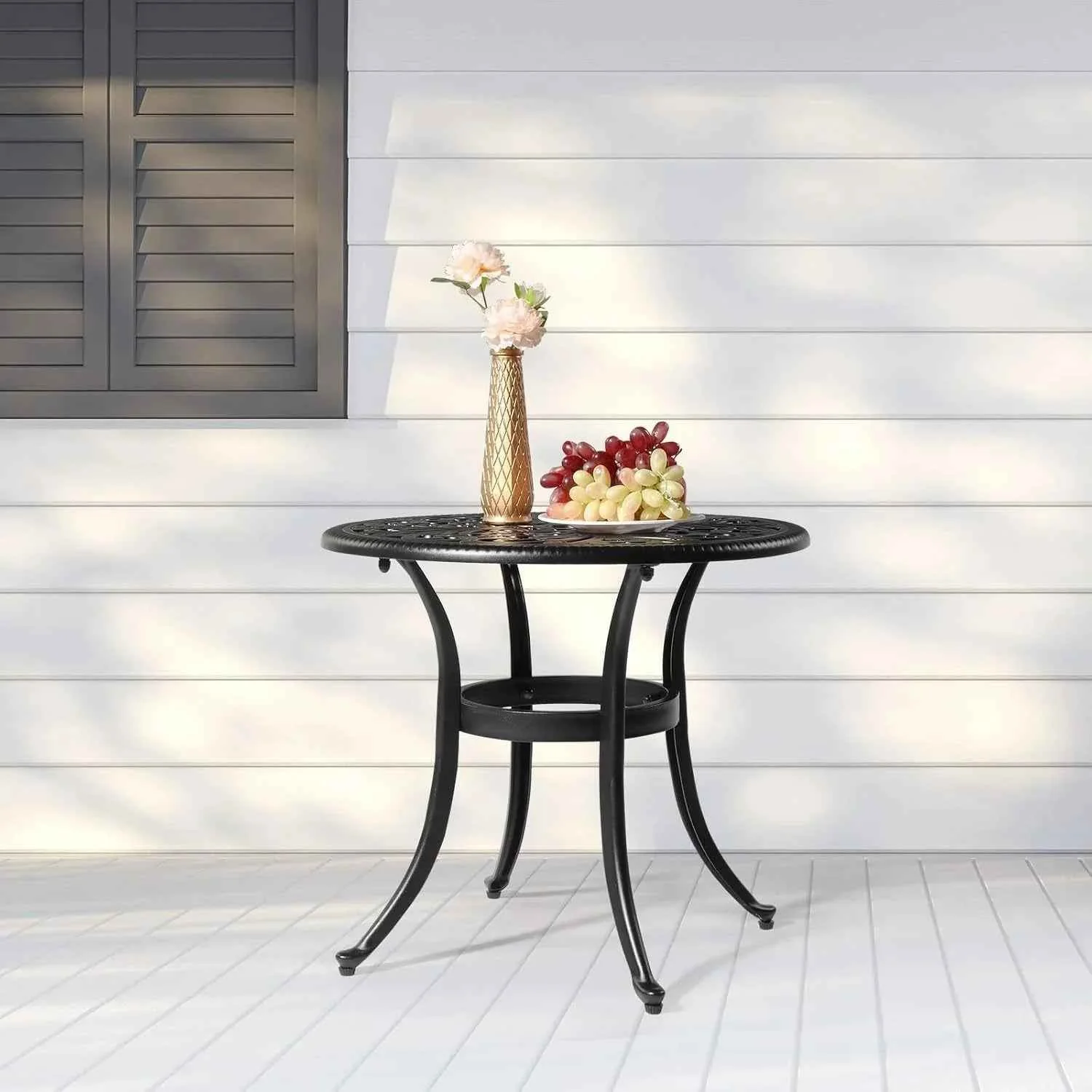 Fashionable Round Cast Aluminum Patio Side Table Excellent