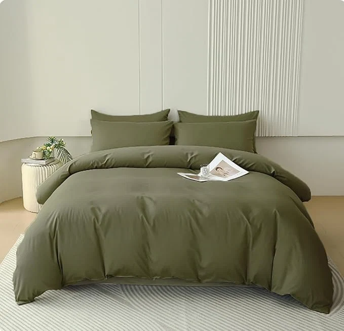 Houseri Olive Green Comforter Set King Size Army Green Bedding Comforter Sets King Men Women Solid Green Comforter Military Green Bedding Set King Comfy Soft Breathable Dark Green Bed Blanket King Easy-to-Use