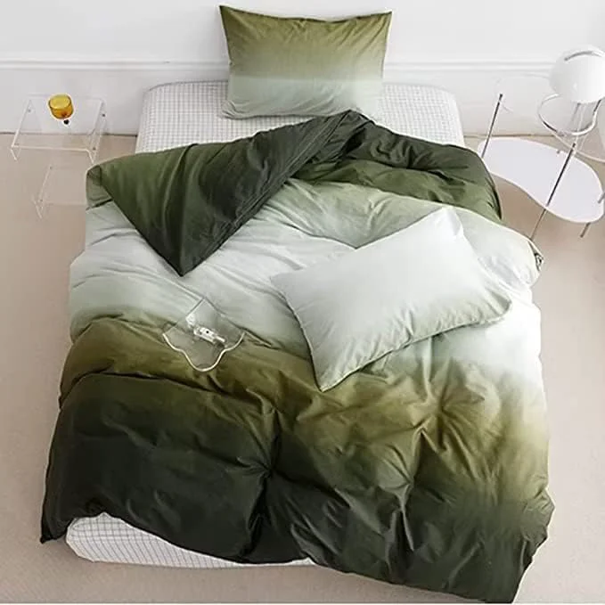 Sustainable Houseri Gradient Green White Comforter Set Queen Olive Green Bedding Comforter Queen Size Teen Boys Girls Army Green Queen Size Comforter Sets Women Aesthetic Light Dark Green Bedding Comforters Queen