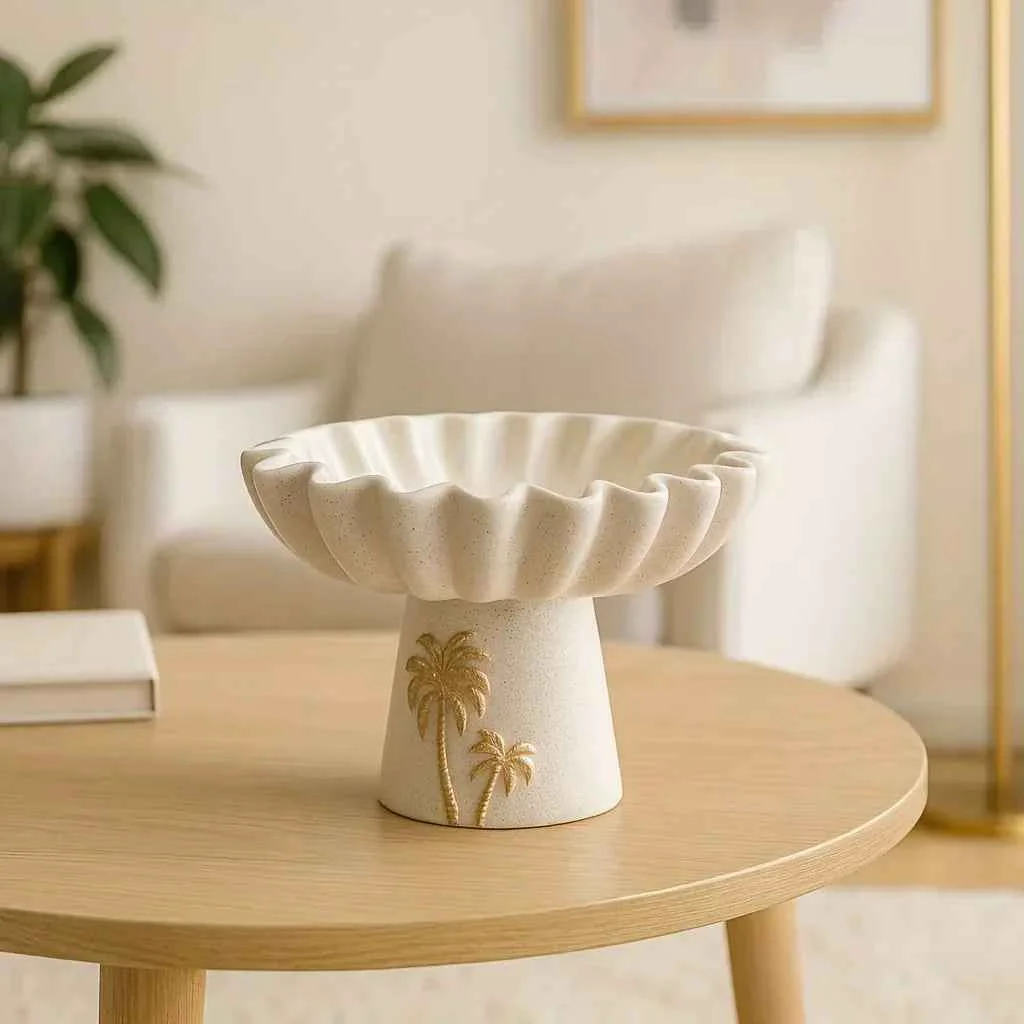 Solid Decorative Tray – Ramadan Coconut Trees Wooden Small Clean