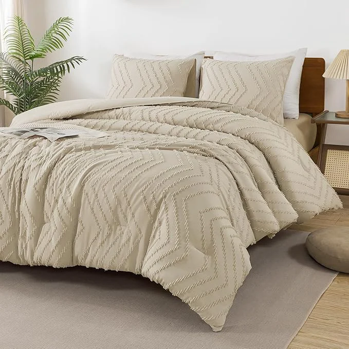 Elite Andency Light Khaki California King Comforter Set Boho Cal King Soft Warm Tufted Neutral Bedding Comforter Sets 3 Pieces Cali King Aesthetic Chevron Farmhouse Cute Bohemian Textured Bedding Set Functional