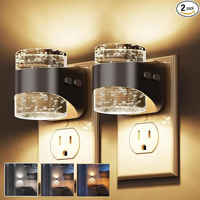 Safe L LOHAS LED Night Light Bubble Night Lights Plug into Wall 2 Pack Pure