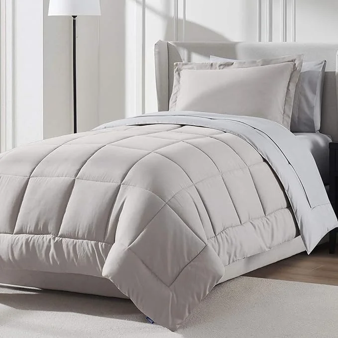 Stylish Nestl 5 Piece Twin XL Comforter Set – Linen Reversible Bed in a Bag – Complete Twin XL Size Bedding Set with Sheets Pillowcase and Sham Efficient