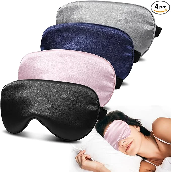Verified Silk Sleep Masks for Sleep 4 Pack Super Soft Sleep Mask for Women Men Dependable