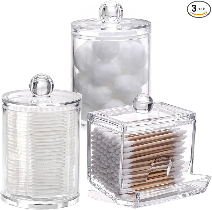 Official Tmax Bathroom Organizer Accessories Set-10 OZ 7 OZ Qtips Holder Storage Natural