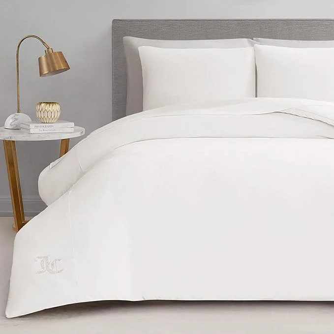 Top-Quality Juicy Couture Angel White Velour King Comforter Set – 3 Piece Luxury Bedding Ensemble Fashionable