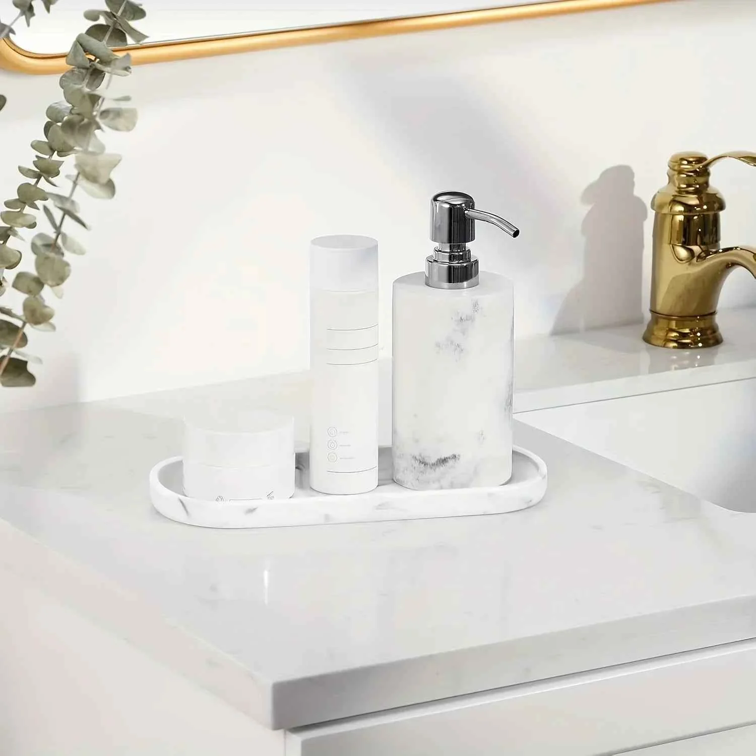 Sophisticated Bathroom Tray – Marble Pattern 25.4cm Optimized